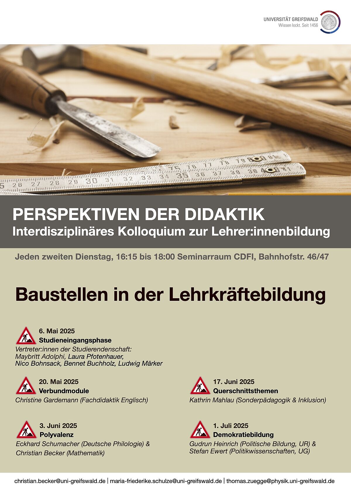Plakat des Kolloquiums für dieses Semester