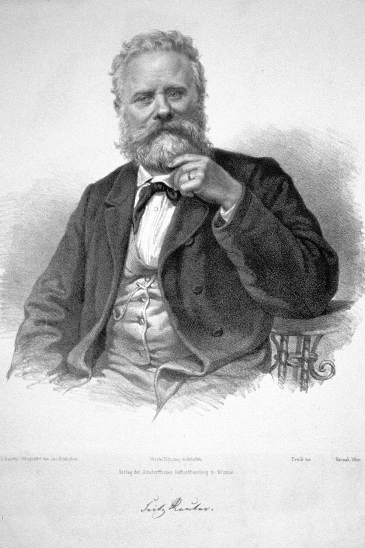 Gezeichnetes Portrait Fritz Reuter.