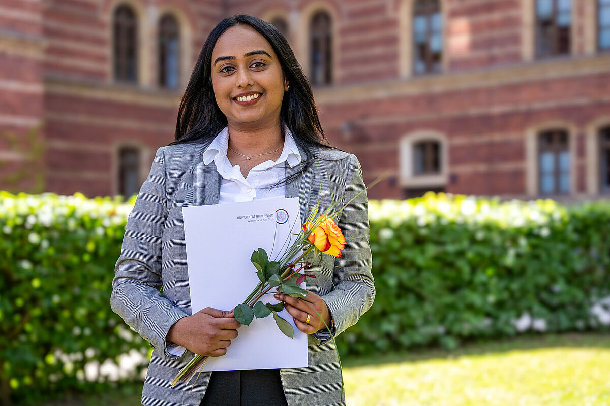 Devu Mahesan, Preisträgerin des DAAD-Preises 2024 der Universität Greifswald, © Gina Heitmann